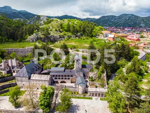 Aeral view to Ancient Monastery of the Nativity of the Blessed Virgin Mary in Stock Photos