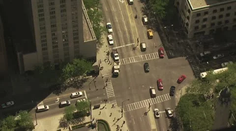 Aeral View of A Busy City Intersection Video stock 18961070