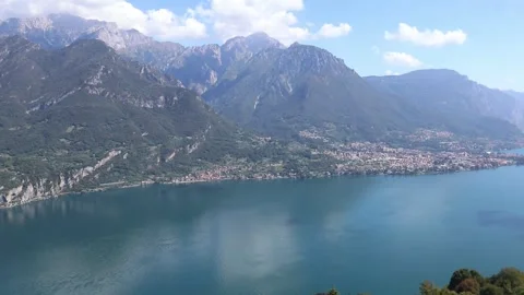 Aeral view Lake of Como, Italy, Alps mountains Stock Footage 345645201