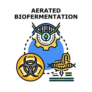 Aerated biofermentation process transforming biological substances Stock Illustration