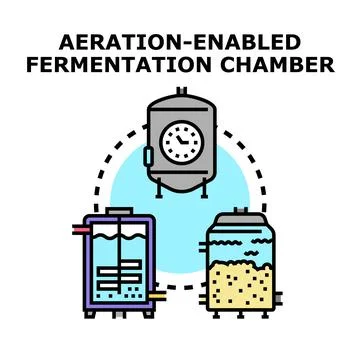 Aeration enabled fermentation chamber process development icon Stock Illustration