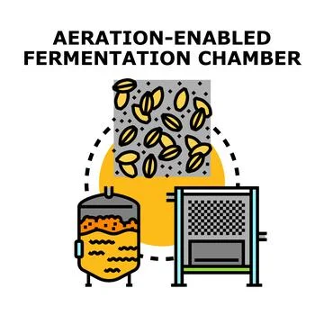 Aeration enabled fermentation chamber process icon Stock Illustration