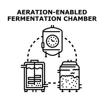 Aeration enabled fermentation chamber process development icon Stock Illustration