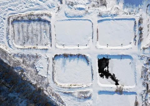 Aeration fields in winter Foto stock