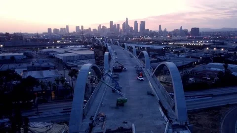 Aereal Drone Shot Bridge under construction Video stock 236534742
