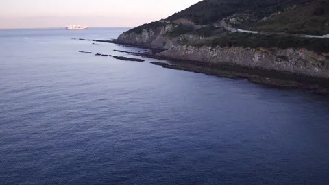 Aereal shot reefs in south Spain Gibraltar Strait 4K Stock Footage
