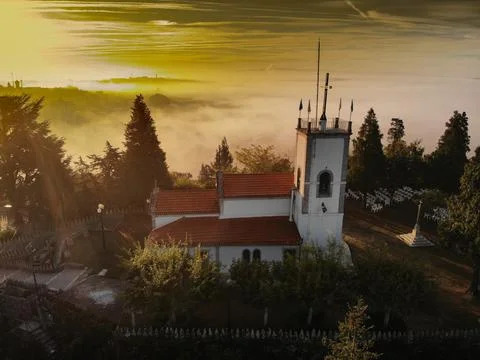Aereal view of Curch at Monte Castro, Gondomar/Porto/Portugal Stock Photos