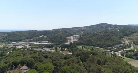 Aereal view dron field and sea 4k Spain Stock Footage 156896147