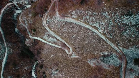 Aereal view of a sinuous mountain path Stock Footage 228593523