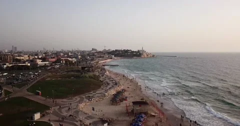 Aereal view of Tel Aviv beach Stock Footage 145393637