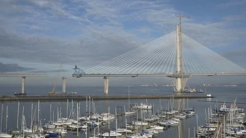 Aerial 12 of the Construction of Queensferry Crossing, Scotland, Oct 2016 Stock Footage 79660946