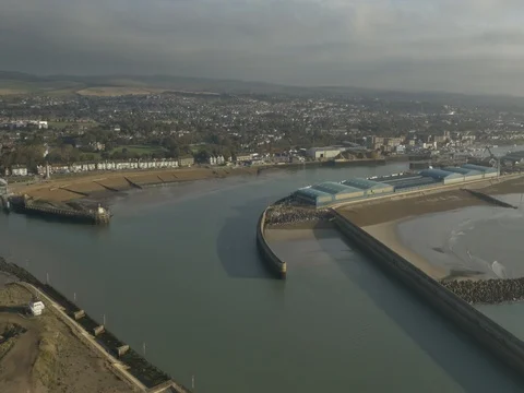 Aerial 17 of Shoreham-by-Sea, West Sussex, UK Stock Footage