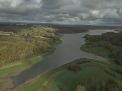 Aerial 2 of Lake in Kent, UK Stock Footage