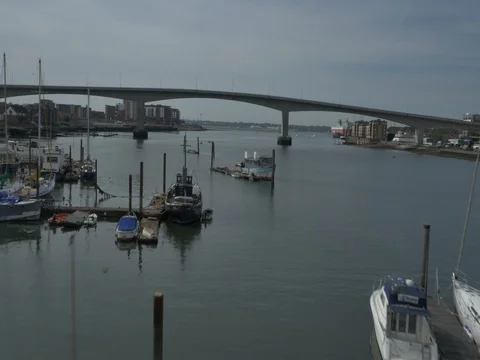 Aerial 2 of River Itchen, Southampton, UK Stock Footage 78530403