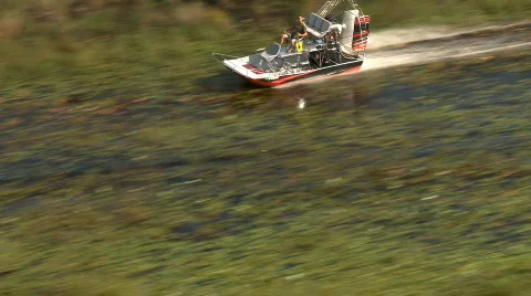 Aerial 3 Airboat Chase Video stock 786853