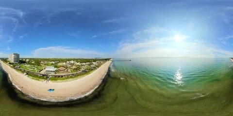 Aerial 360 equirectangular drone video Dania Beach Florida 2026 Видео 346166261