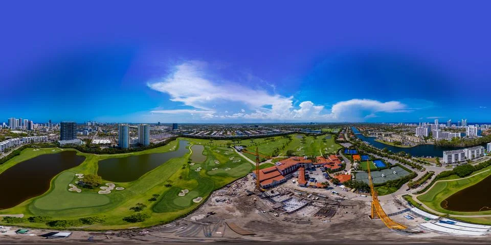 Aerial 360 equirectangular photo Shell Bay Club Hallandale Beach 2025 Foto stock