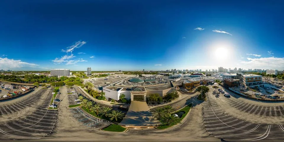 Aerial 360 equirectangular spherical vr photo Aventura Mall upsc Aventura,... Stock-Fotos
