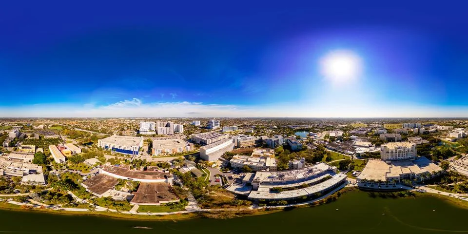 Aerial 360 equirectangular view Miami Florida International university 2025 Stock Photos