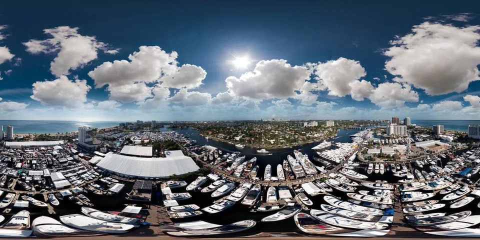 Aerial 360 spherical equirectangular panorama Fort Lauderdale In Fort Laud... Stock-Fotos