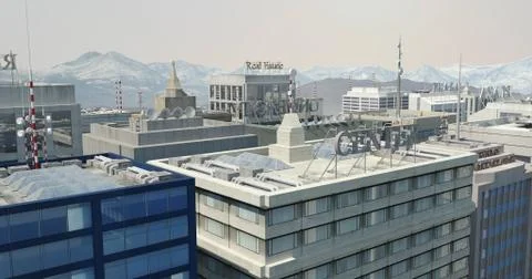 Aerial 3D City Render Stock Illustration