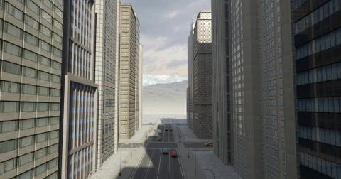 Aerial 3D City Render Stock Illustration