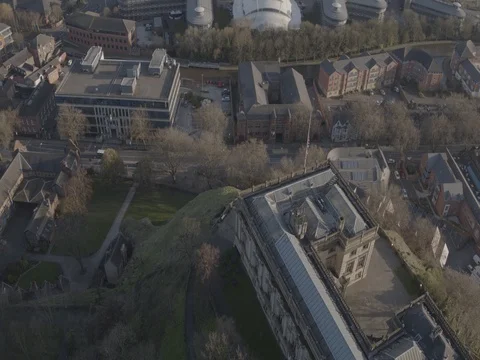 Aerial 4 of Nottingham Castle and Nottingham City Centre, UK, 2017 Stock Footage 80231186