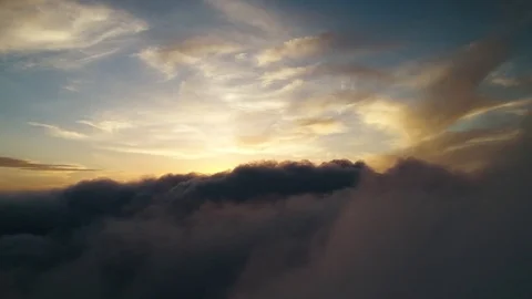 Aerial 4K: Above the Clouds (Sunset) Stock Footage 78114397