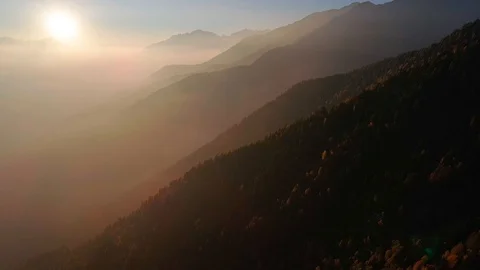 Aerial 4K - Alpine sunset Stock Footage 97982811