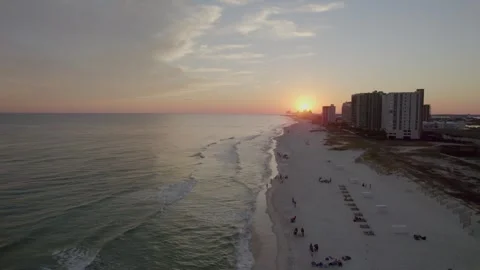 Aerial 4k Beach Sunset Stock Footage 247510335
