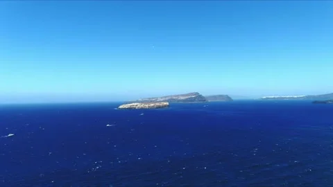 Aerial 4K Blue Sea and Sky Top View Over Akrotiri Santorini Greece Stock Footage 231419022