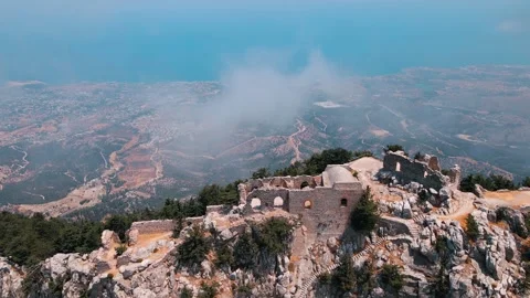Aerial 4K Buffavento Castle in North Cyprus Stock Footage