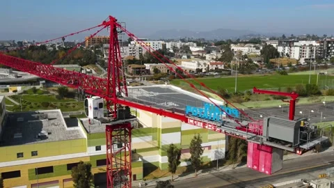Aerial 4K: Construction Crane On Construction Site During the Afternoon 動画素材 170585672