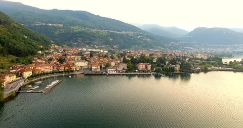 Aerial 4k - Dongo - Lake Como (IT) - Aerial view at dawn Stock Footage 120465443