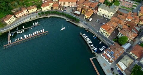 Aerial 4k - Dongo - Lake Como (IT) - Aerial view at dawn Stock Footage 120465472