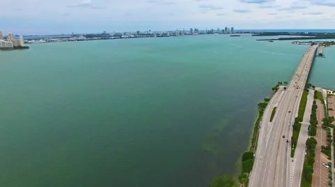 Aerial 4K Downtown Miami, Brickell, and Brickell Key in Miami, Florida Stock Footage 59123911