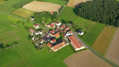 Aerial 4K drone flight over a typical provincial German village Stock Footage 267184686