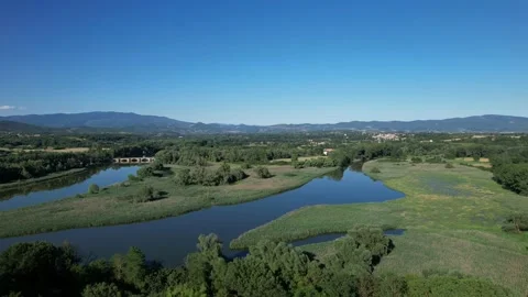 Aerial 4K drone flight view Natural Park Monnalisa Paint Tuscany Italy Stock Footage 197578992