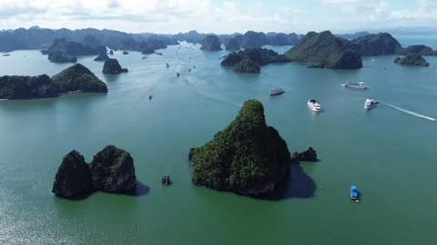 Aerial 4K Drone Ha Long Bay Vietnam Limestone Karst Stock Footage 337868463