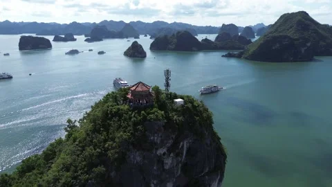 Aerial 4K Drone Ha Long Bay Vietnam Limestone Karst Stock Footage 337868626