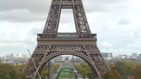Aerial 4k drone shot of the Eiffel Tower from the Trocadero Stock Footage 122431112