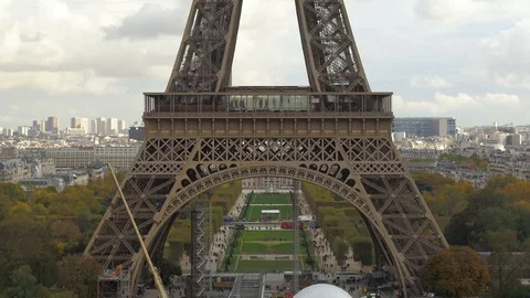 Aerial 4k drone shot of the Eiffel Tower from the Trocadero Stock Footage 122431121