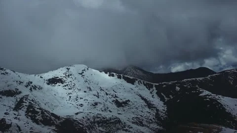 Aerial 4K Drone Time-lapse of Majestic Snow Mountain Peaks and Epic Clouds 库存影片 336858052