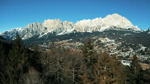 Aerial 4K Drone View of the Cinque Torri in the Dolomites, including Giau Pass Video stock 142549945