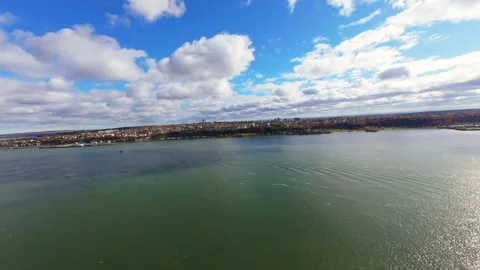 Aerial 4K Drone View of Quebec City River and Autumn Landscape, Canada Stock Footage 319962750