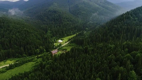 Aerial 4K: Dynamic Flight around Houses and River Stock Footage 78162848
