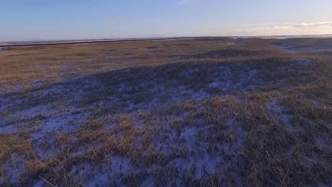 Aerial 4K: Empty Land Covered In Snow Stock Footage 82876511