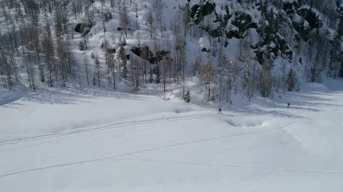 Aerial 4K, excursion with ski mountaineering in Valmalenco, Italy Stock Footage 169036335
