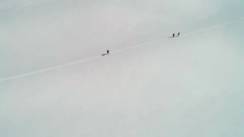 Aerial 4K, excursion with ski mountaineering in Valmalenco, Italy Stock Footage 169094709
