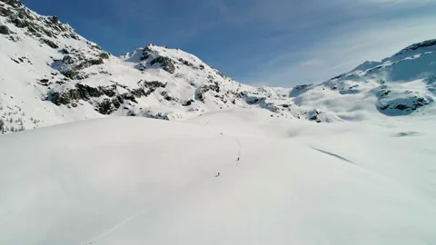 Aerial 4K, excursion with ski mountaineering in Valmalenco Stock Footage 169095053